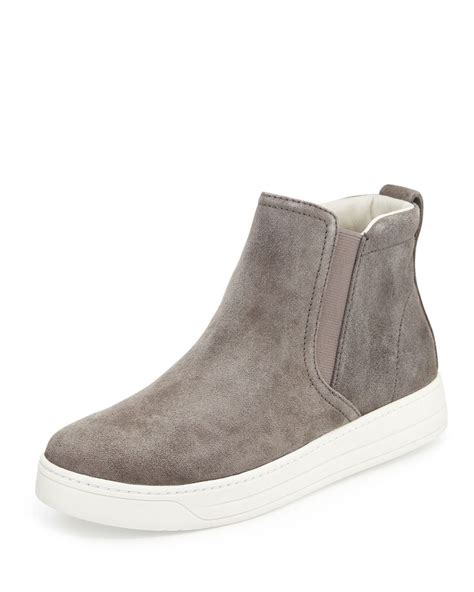 prada suede high-top skate sneaker gray|Shop Prada Suede Skater Sneakers .